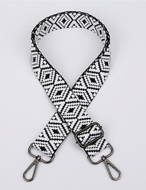 Fashion No. 251 Black Silver Hook Polyester Print Geometric Diagonal Wide Straps