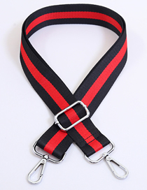Fashion Black With Red Silver Hook Polyester Print Geometric Diagonal Wide Straps