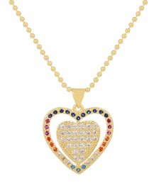 Fashion Gold-2 Bronze Zircon Heart Necklace