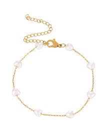 Fashion White Titanium Steel Pearl Heart Bracelet