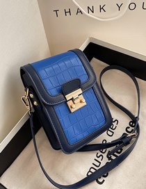 Fashion Blue Contrast Lock Head Crossbody Bag