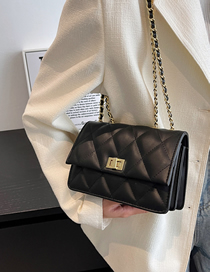 Fashion Black Diamond Lock Flap Crossbody Bag