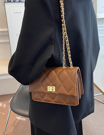Fashion Brown Diamond Lock Flap Crossbody Bag