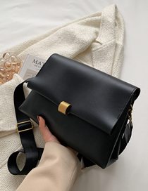 Fashion Black Pu Soft Leather Flap Crossbody Bag
