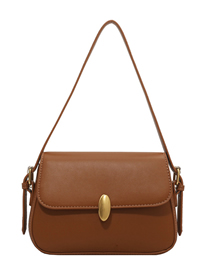 Fashion Brown Pu Flap Diagonal Bag