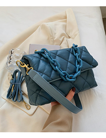 Fashion Blue Pu Rhombus Flap Crossbody Bag