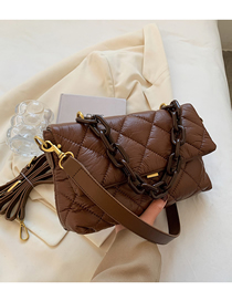 Fashion Brown Pu Rhombus Flap Crossbody Bag