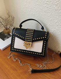 Fashion Black Studded Contrast Crossbody Bag