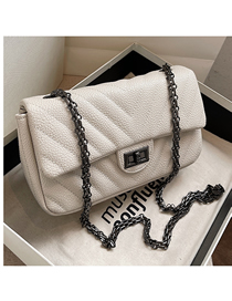 Fashion Large White Pu Lock Flap Crossbody Bag