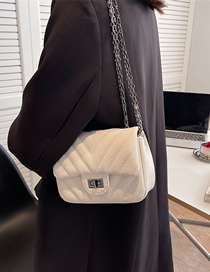 Fashion Small White Pu Lock Flap Crossbody Bag