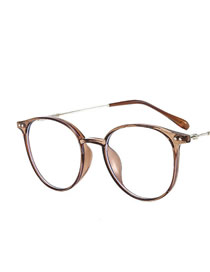 Fashion Brown Tr90 Large Frame Flat Glasses Frame