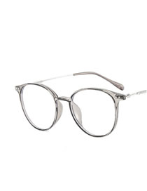 Fashion Transparent Grey Tr90 Large Frame Flat Glasses Frame
