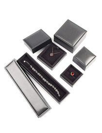 Fashion Silver Grey Pendant Box Pu Brushed Jewelry Box