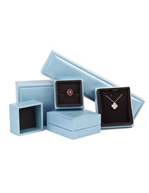 Fashion Sky Blue Ring Box Pu Brushed Jewelry Box