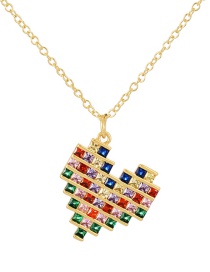 Fashion Color-3 Bronze Zircon Heart Necklace