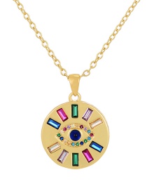 Fashion Color-3 Bronze Zircon Round Eye Necklace