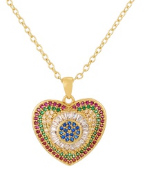 Fashion Color Bronze Zircon Heart Necklace