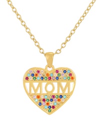 Fashion Color-2 Bronze Zircon Alphabet Mama Heart Necklace
