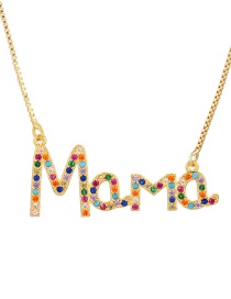 Fashion Color-3 Bronze Zircon Alphabet Mama Necklace