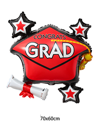 Fashion Graduation Season Red Irregular Aluminum Film Balloon With Geometric Printing