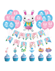 Fashion Easter Bunny Set Geometric Egg Rabbit Pull Flag Balloon Set