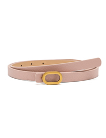 Fashion Pink Pu Leather Geometric Texture Gold Buckle Belt