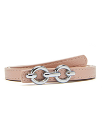 Fashion Pink Pu Leather Double Round Buckle Wide Belt