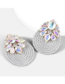 Fashion Ab Color Alloy Diamond Elastic Wire Braided Stud Earrings