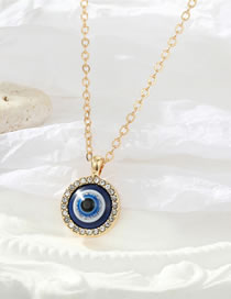 Fashion New Point Drill Dark Blue Eye Alloy Diamond Eye Necklace