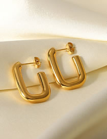 Fashion Gold Titanium Steel Geometric Open Square Stud Earrings