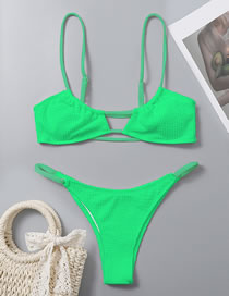 Fashion Mint Green Polyester Solid Color Split Swimsuit