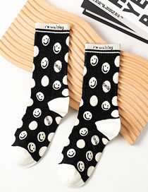 Fashion Black Smiley Smiley Print Socks