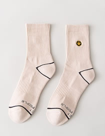Fashion Khaki Cotton Pentagram Embroidered Socks