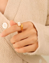 Fashion Gold Titanium Steel Gold Plated White Sea Shell Open Ring