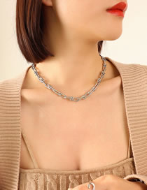 Fashion X192-steel Necklace-39+5cm Titanium U-shaped Buckle Necklace
