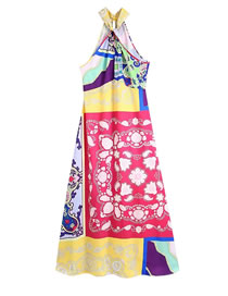 Fashion Multicolor Printed Halterneck Dress
