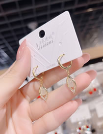 Fashion Gold Alloy Set Zirconium Cat Eye Stud Earrings