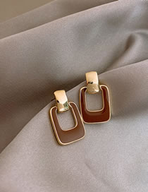 Fashion Khaki Alloy Geometric Square Stud Earrings