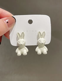 Fashion White Alloy Rabbit Stud Earrings