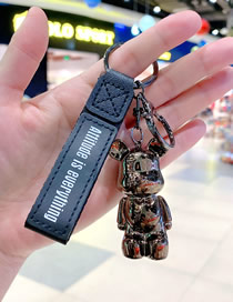 Fashion Black Electroplated Bear Keychain