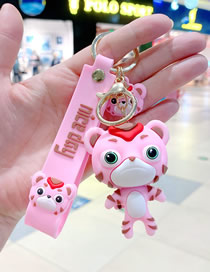 Fashion Pink Pvc Tiger Keychain