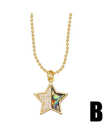 Fashion B Bronze Zirconium Shell Star Moon Necklace