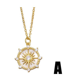 Fashion A Bronze And Diamond Shell Octagram Necklace