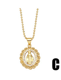 Fashion C Bronze Virgin Mary Necklace With Diamonds