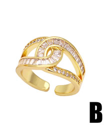 Fashion B Brass Diamond Geometric Cross Open Ring