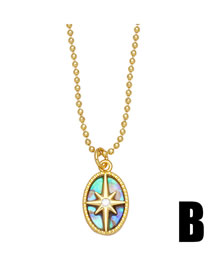 Fashion B Bronze Zirconium Geometric Star Necklace
