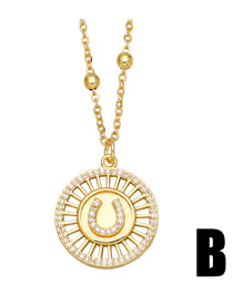 Fashion B Bronze Zirconium Geometric Circle Necklace