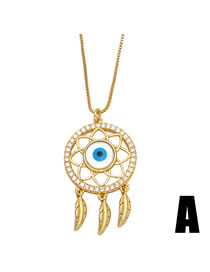Fashion A Brass Diamond Dream Catcher Eye Necklace