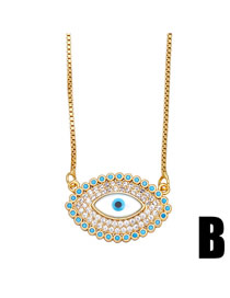Fashion B Bronze Zirconium Eye Necklace