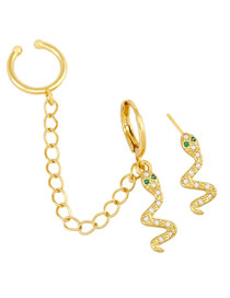 Fashion Snake Brass Diamond Snake Chain Ear Cuffs